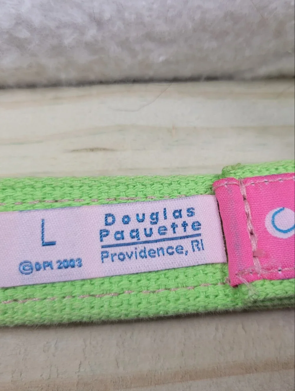 Douglas Paquette Pink Lime Green Tennis Racket Ribbon D-Ring Web Belt Size Large